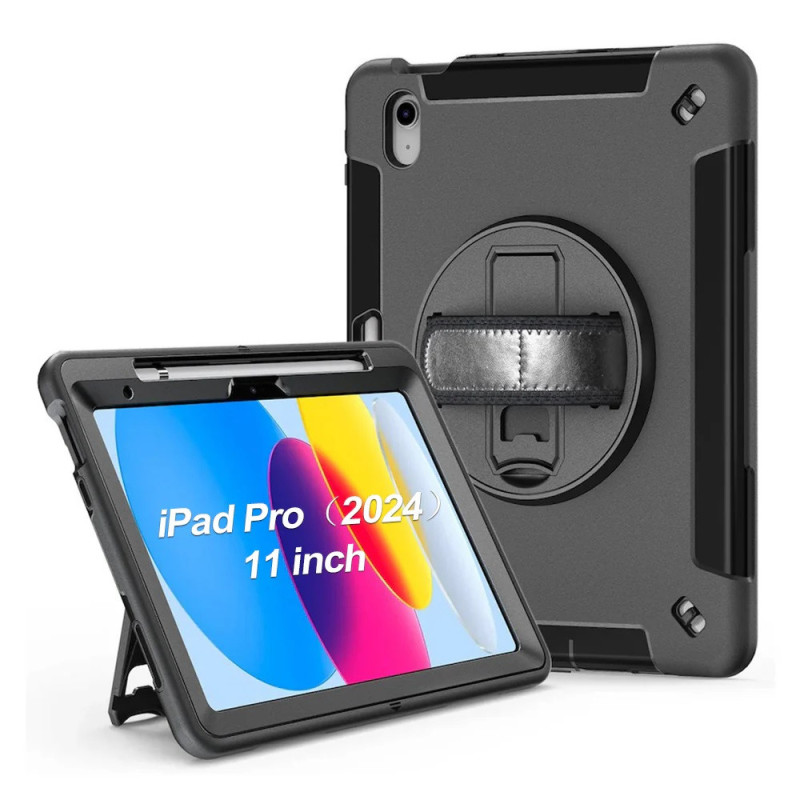 USP Rugged Apple iPad Pro (11') (M5/M4) (6th/5th Gen) Case Black - Built-in-Kickstand, Hand & Shoulder Strap, DropProof, 5 Ye