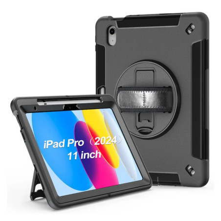 USP Rugged Apple iPad Pro (11') (M5/M4) (6th/5th Gen) Case Black - Built-in-Kickstand, Hand & Shoulder Strap, DropProof, 5 Ye
