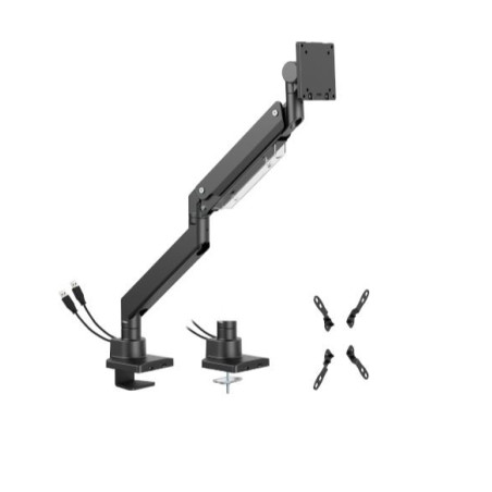 Brateck LDT80-C012UC Super Heavy-Duty Gas Spring Monitor Arm with USB-A and USB-C Ports For most 17'~57' Monitors, Matte Blac