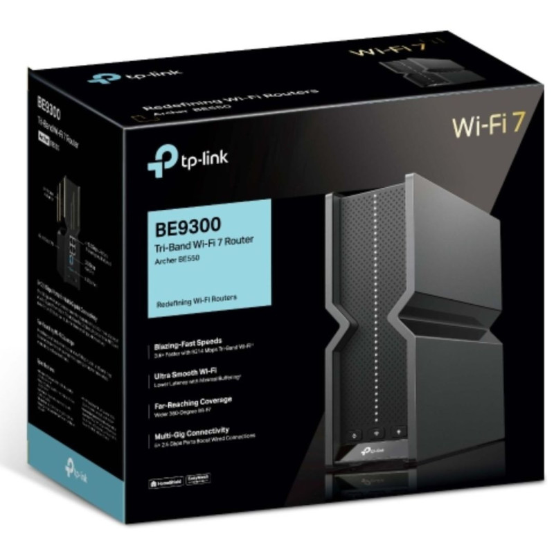 TP-Link Archer BE550 V2 BE9300 Wi-Fi 7 Tri-Band Router 688 Mbps at 2.4 GHz   2880 Mbps at 5 GHz   5760 Mbps at 6 , 6× Intern