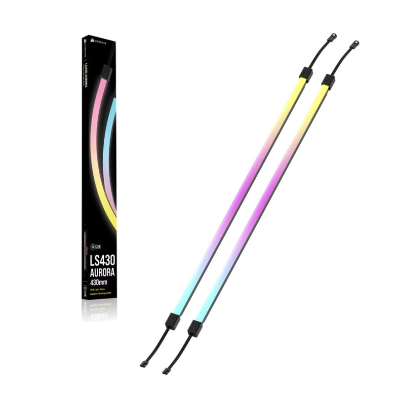 Corsair LS430 Aurora RGB Light Strips - 430mm – 430×10×10mm, black, magnetic mount, addressable LEDs, iCUE compatible, fl