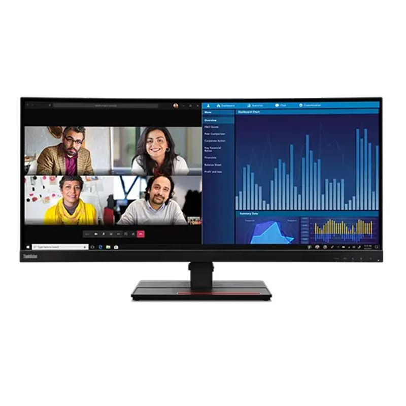 LENOVO ThinkVision P34W-20 34' 60Hz QHD IPS Monitor 4K 3440x1440 21:09 4ms Height Adjustable Tilt Swivel 100W PD HDMI DP LAN 