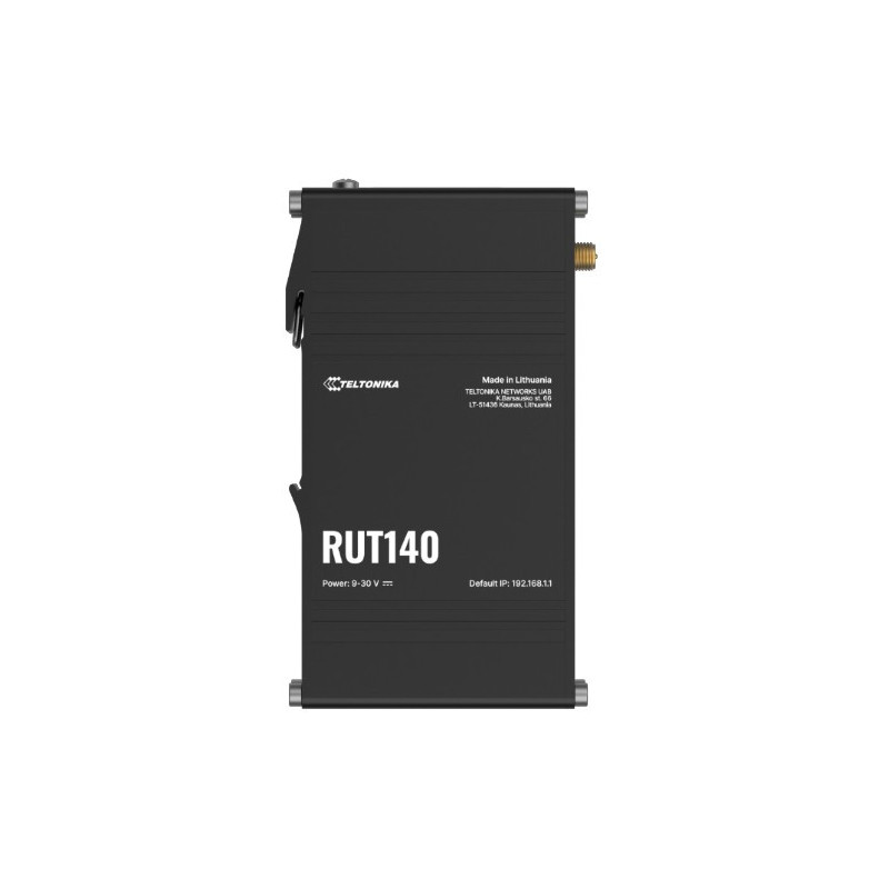 Teltonika RUT140 Industrial Ethernet Router, Wi-Fi 4, 1x3-Pin Power Connector, Integrated DIN rail bracket, Remote Management