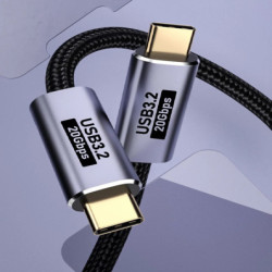 USP BoostUp Cafule Braided USB-C to USB-C (3.2 Gen2) Charge & Video Cable (1.5M) -Black,5A/100W PD,20Gbps,8K/60Hz,USB-C Compa