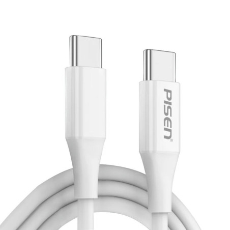 Pisen Mr White USB-C to USB-C PD 60W Cable (1M) White - 60W/3A, 2-in-1 Sync & Charge, SR bend-resistant,Reversible USB-C Conn