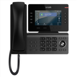 SNOM D812 Desk Telephone, 5' color LCD Screen with 8 SIP accounts, GigE ethernet switch, and 1 USB port, 8 (28) Self-Labeling