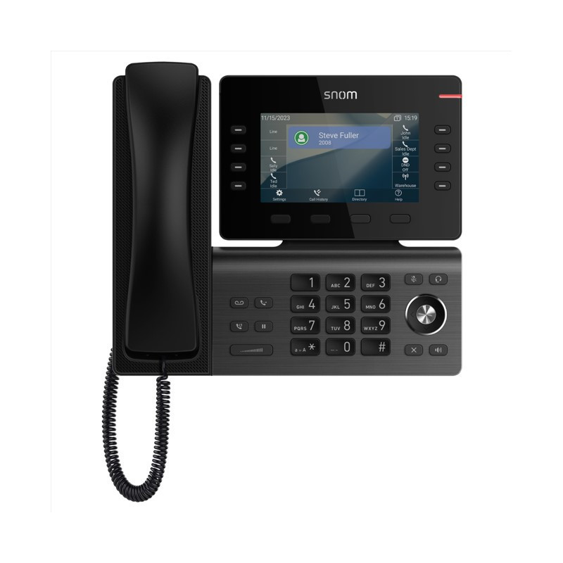 SNOM D812 Desk Telephone, 5' color LCD Screen with 8 SIP accounts, GigE ethernet switch, and 1 USB port, 8 (28) Self-Labeling