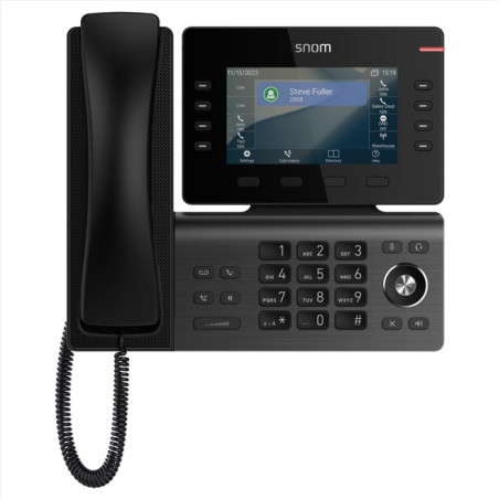 SNOM D812 Desk Telephone, 5' color LCD Screen with 8 SIP accounts, GigE ethernet switch, and 1 USB port, 8 (28) Self-Labeling
