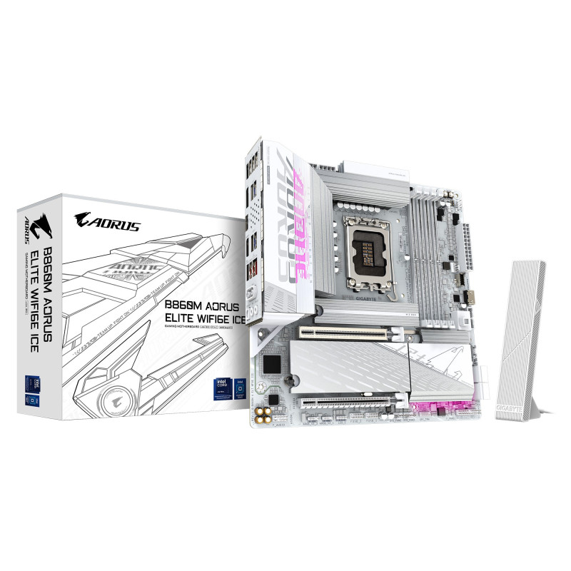 Gigabyte M/B B860M A ELT WF6E ICE 1.0, Intel ® B860, 4 x DDR5 up to 256 GB, 2x HDMI, 2 x PCI Express x16, 3 x M.2, 4 x SATA,