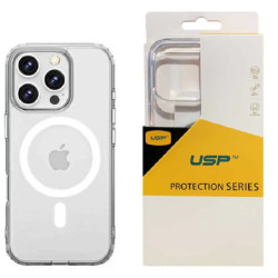 USP Apple iPhone 16 Pro (6.3') Clear Rock Shockproof Case with MagSafe - Ultra-thin, Lightweight, Non-slip, Crystal Clear, 5 
