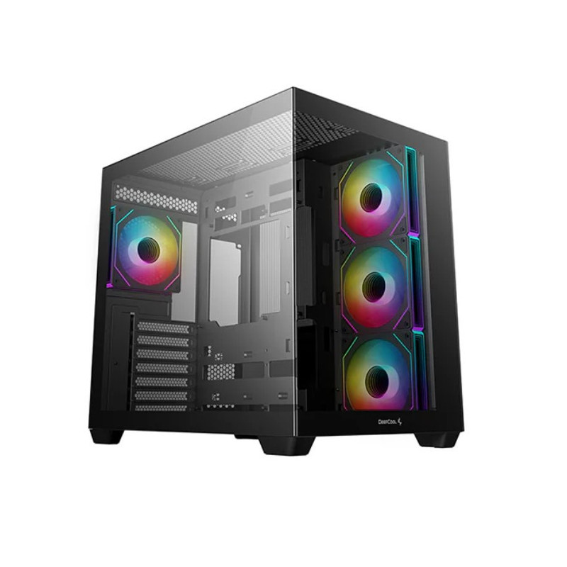 DeepCool CG530 4F ATX Case, Tempered Glass, 4 Pre-Instaled Fans, USB3.0×2、Gen2 Type-C x1、Audio/Mic×1, Cable,  Supports 