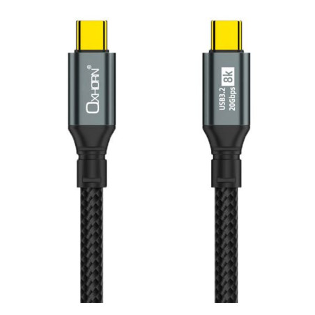 Oxhorn USB 3.2 Gen 2×2 1m USB-C to USB-C 20Gbps 8K@60Hz 20V 100W E-Marker Chip Black fast charging & Video cable Laptop Phon