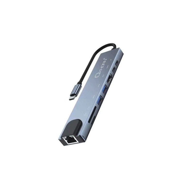 Oxhorn SuperSpeed 8-in-1 USB C to HDTV Adapter Hub 1xHDMI 4K 1xEtherne LAN 2 xUSB 3.0 Type C Type C (PD) Card Reader(TF/SD) A