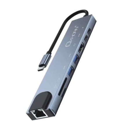 Oxhorn SuperSpeed 8-in-1 USB C to HDTV Adapter Hub 1xHDMI 4K 1xEtherne LAN 2 xUSB 3.0 Type C Type C (PD) Card Reader(TF/SD) A