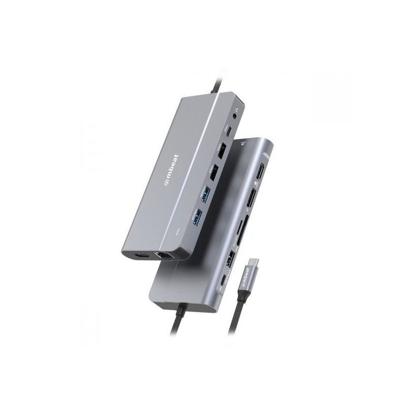 mbeat® Elite X14 Triple 4K Display Multi-Port USB-C Hub USB-C 3.2 Gen 2 × 1, Supports USB-C DisplayPort 1.4 (DP-Alt Mode)  