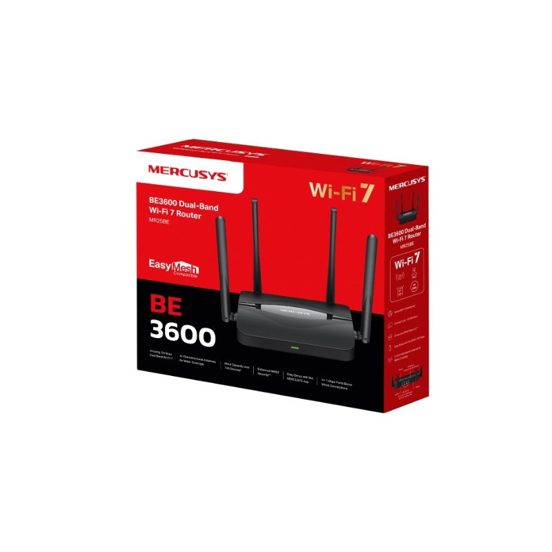Mercusys MR25BE BE3600 Dual Band Wi-Fi 7 Router , 3.6 Gbps Mbps Dual-Band Speeds