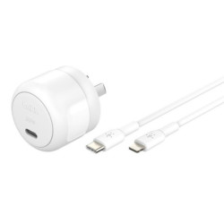 Belkin BoostCharge Compact 30W USB-C (PD 3.1) Wall Charger   USB-C to Lightning Cable - White (WCA008au1MWH-B5), Apple, 2 Yea