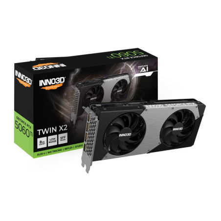 INNO3D nVidia GeForce RTX 5060 Ti TWIN X2 8GB GDDR7,  2572MHz Boost Clock, RAM 28Gbps, 3xDP, 1xHDMI, 250x116x41mm