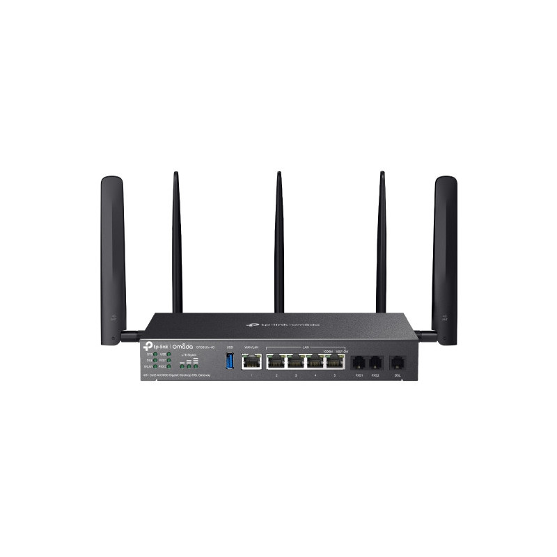 TP-Link DR3650v-4G Omada 4G  Cat6 AX3000 Wi-Fi 6 Gigabit Desktop DSL Gateway, 574Mbps@2.4GHz   2402Mbps@5GHz(HE160), VDSL2 35