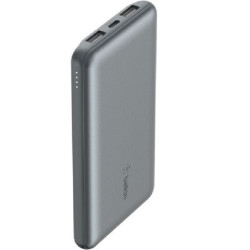 Belkin BoostCharge 10k mAh Power Bank (Triple-Port)   USB-C to USB-A Cable - Space Grey (BPB011btGY), 2xUSB-A (12W), 1xUSB-C 