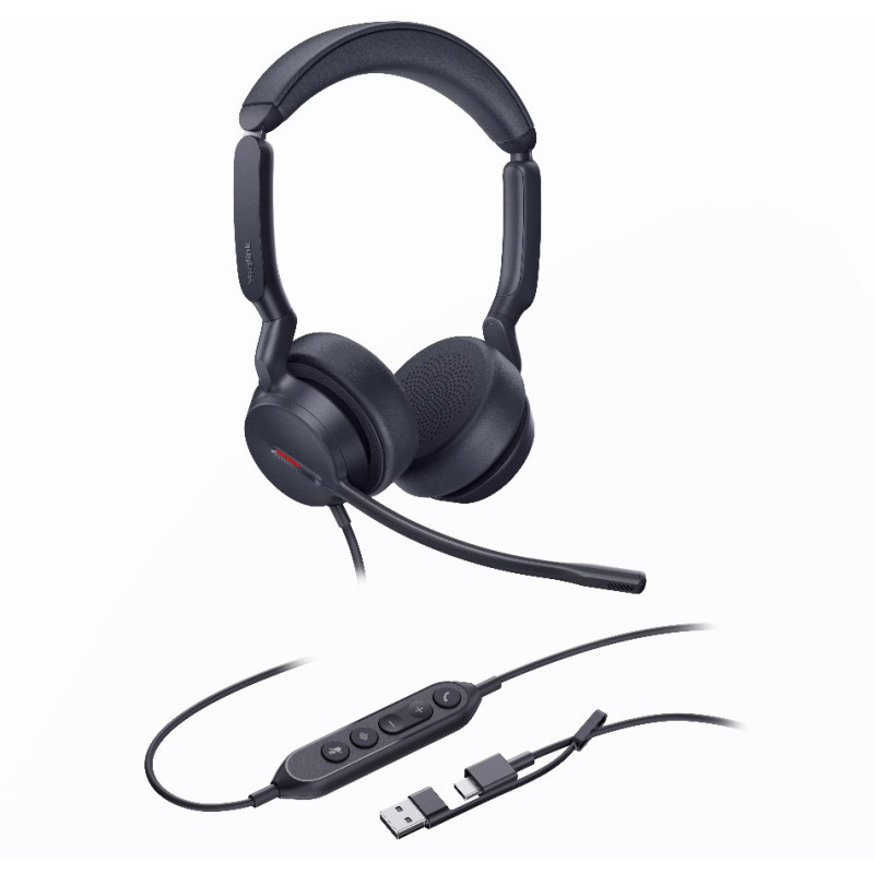 Yealink UH44 Dual UC USB-C/A Unified  Communications USB Wired Headset Dual Noise-Canceling Microphones 35mmSpeaker Busylight