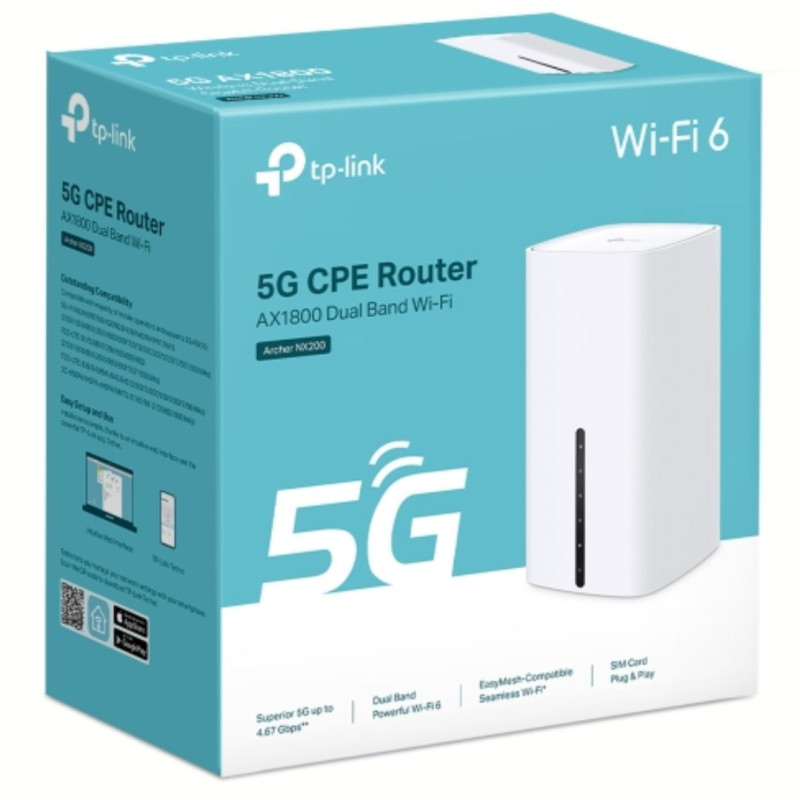 TP-Link Archer NX200 5G AX1800 Wireless Dual-Band Gigabit Router, 1201 Mbps at 5 GHz   574 Mbps at 2.4 GHz, 5G NR 4.67Gbps/1.