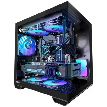 OKINOS Mirage 4 mATX ARGB Case, ARGB controller, 4x ARGB Fans. Ultimate thermal, Steel,2x USB3.0, 1x3.2 Gen2 USB-C, Black Tow