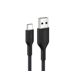 Belkin BoostCharge Pro Braided USB-C to USB-A Cable (1M) - Black (CAB022fq1MBK), 3A/15W, 480Mbps, 350K  Bends, Apple,USB-IF C