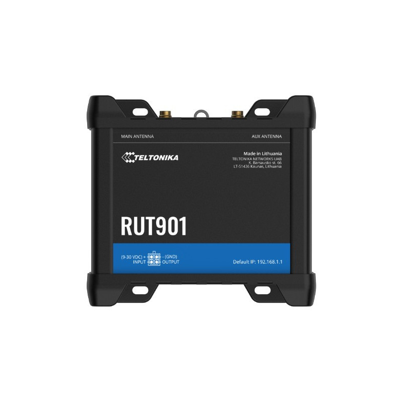 Teltonika RUT901 Industrial Cellular Router, 4G LTE (Cat 4), Dual SIM, Wi-Fi, MQTT, Modbus TCP, DNP3, PSU included