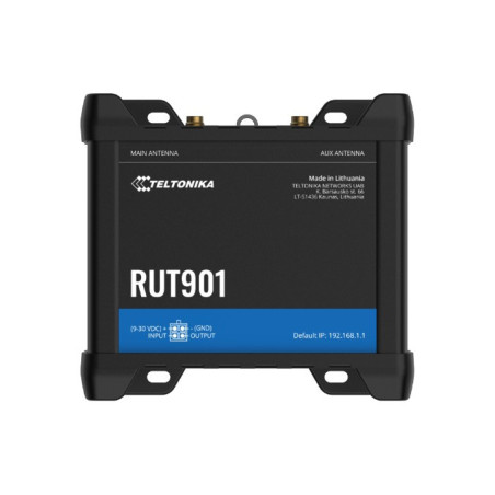 Teltonika RUT901 Industrial Cellular Router, 4G LTE (Cat 4), Dual SIM, Wi-Fi, MQTT, Modbus TCP, DNP3, PSU included