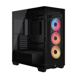 Corsair 3500X RS-R ARGB Mid-Tower PC Case - Black, ARGB, ATX/E-ATX, Tempered Glass, 425mm GPU, 170mm CPU, 360mm radiator, USB