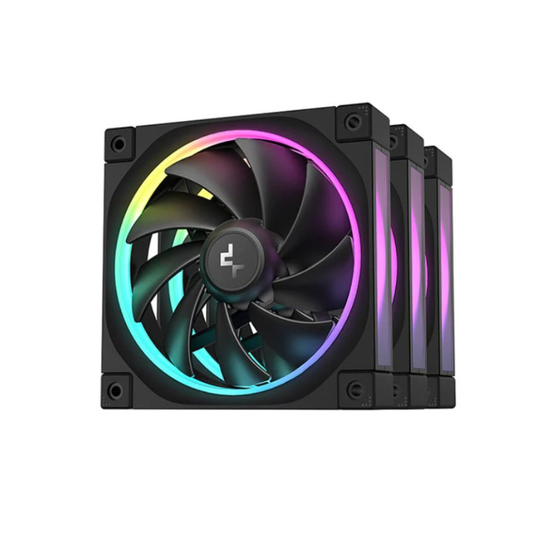 DeepCool FL12 3IN1 (3-Pack) 120mm Unique ARGB Fans, Low Noise, 4-pin PWM, Fluid Dynamic Bearing, Addressable RGB LED