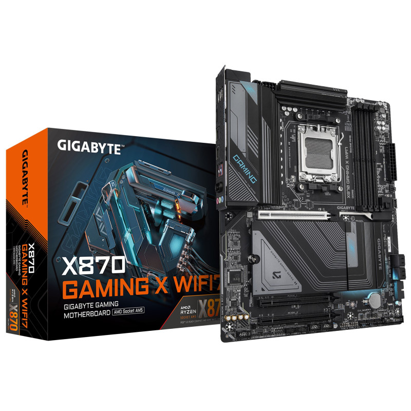 Gigabyte X870 GAMING X WIFI7 AMD AM5 ATX Motherboard 4x DDR5~256GB,3x PCIe x16, 3x M.2, 4x SATA 6,4x USB 3.2, 4x USB2.0, 2x U