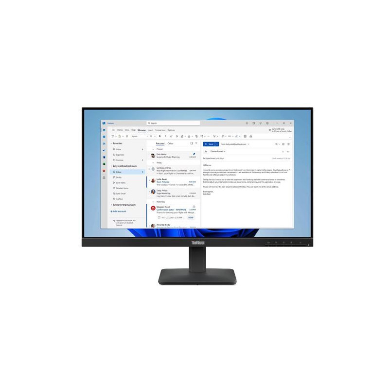 LENOVO ThinkVision S24-4E 23.8'/24' FHD IPS Monitor 1920x1080 16:9 4ms 100Hz Anti-glare Tilt VGA HDMI Tilt VESA 3yr WTY Black