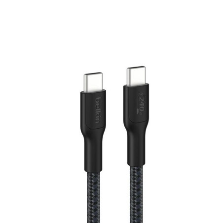 Belkin BoostCharge Pro Braided USB-C to USB-C Cable (3M) - Black (CAB025fq3MBK), 5A/240W, 480Mbps, 350K  Bend, USB-IF Certifi