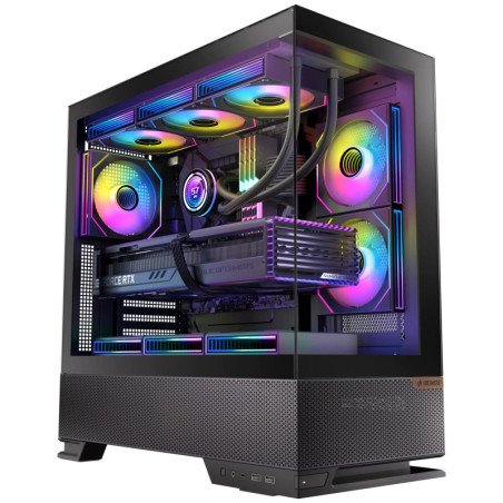 OKINOS Aqua 6 infinity Mid Tower ATX case, tempered glass, USB-C 10Gbps, 435mm GPU, 175mm CPU, 360mm radiator, ATX/mATX/ITX s