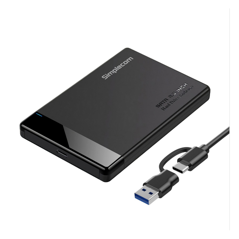 Simplecom SE109 Tool-free 2.5' SATA HDD SSD to USB-C Enclosure USB 3.2 Gen 1 Compatible with 7mm and 9.5mm laptop 2.5' SATA H