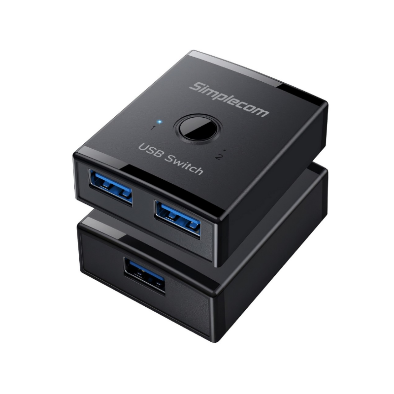 Simplecom KM125 Bi-Directional 2-Way USB 3.0 Switch 1 In 2 Out (2 In 1 Out) 5Gbps  Ideal for sharing USB device between 2 com