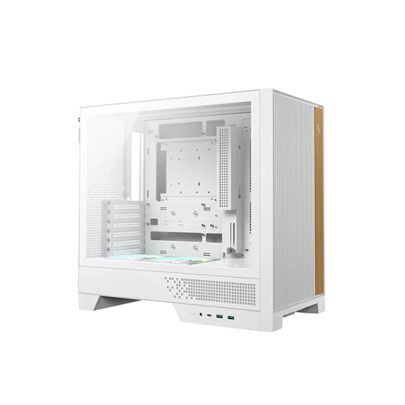 DeepCool CL600 WH High Airflow Compact ATX Case, Two Pre‑Installed Fans,Tempered Glass Side Panel, Clean Cable Management