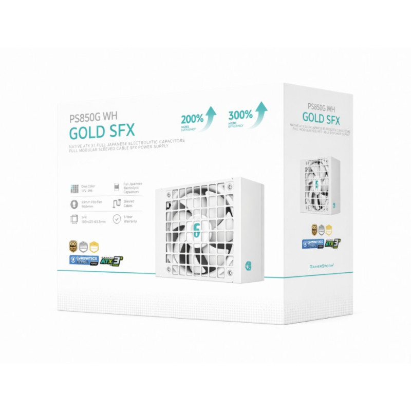 DeepCool PS850G WH 850W Gamer Storm SFX ,Full Japanese Electrolytic Capacitors, Cybenetics Platinum /PPLP Gold, Fluid Dynamic