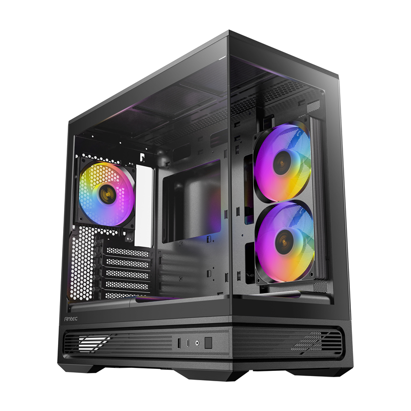 Antec C2M ARGB - Black, Micro-ATX/ITX, steel/glass, 5 slots, 415mm GPU, 165mm CPU, 240mm ARGB fan, USB-C 10Gbps