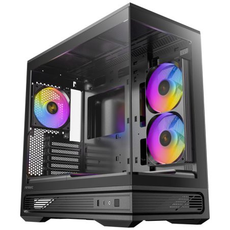 Antec C2M ARGB - Black, Micro-ATX/ITX, steel/glass, 5 slots, 415mm GPU, 165mm CPU, 240mm ARGB fan, USB-C 10Gbps