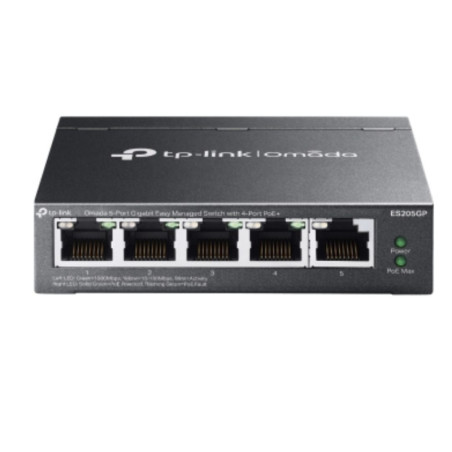 TP-Link ES205GP Omada 5-Port Gigabit Easy Managed Switch with 4-Port PoE , PoE Auto Recovery, VLAN, QoS, IGMP Snooping, Loop 