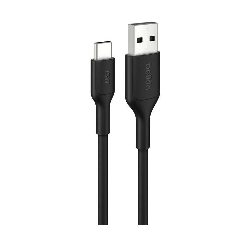 Belkin BoostCharge USB-C to USB-A Cable (0.15M) - Black (CAB021fq0MBK),3A/15W, 480Mbps, 300K  Bends, Apple, Samsung, USB-IF C