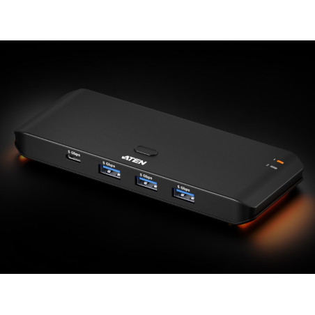 Aten Essential 2x4 USB 3.2 Gen 1 Sharing Switch, Sharing of four USB peripherals at blazing-fast 5 Gbps between two PCs / pus