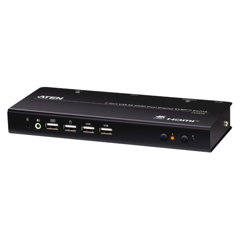 Aten Desktop 2-Port USB 4K HDMI Dual-Display KVMP™ Switch, up to 4096 x 2160 @ 60 Hz, Video DynaSync™, (Cables included)