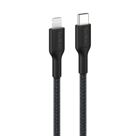 Belkin BoostCharge Pro Braided Lightning to USB-C Cable (1M) - Black (CAA022FQ1MBK),3A/15W, 480Mbps,350K  Bends,Apple, MFI-Ce