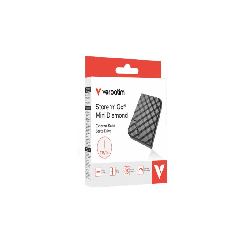 Verbatim 32024 Store’n’Go Mini Diamond SSD USB-C 512GB, USB 3.2 Gen 2, 1000MB/s Read/Write, USB Flash Drive, External SSD