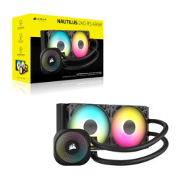 Corsair NAUTILUS 240 RS ARGB Liquid CPU Cooler - Black 240mm Rad, 2x PWM fans, RGB, Copper Cold Plate, 400mm Tubing, Intel & 
