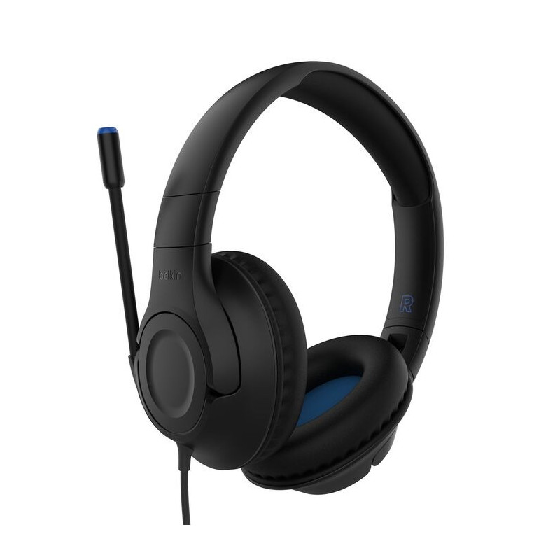 Belkin SoundForm Inspire USB-C Wired Over-Ear Headset for Kids - Black (AUD007fqBK), 85dB Volume Cap,40mm Drivers,Built-in Mi